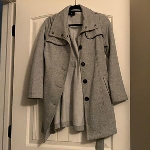 Gray overcoat with black accents